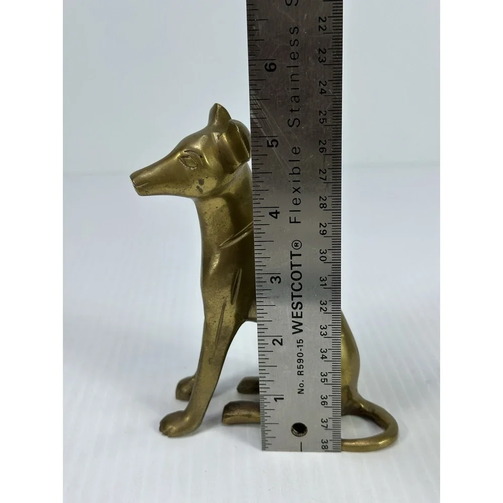 Vintage Bronze Brass Sitting Dog Greyhound Figurine 5